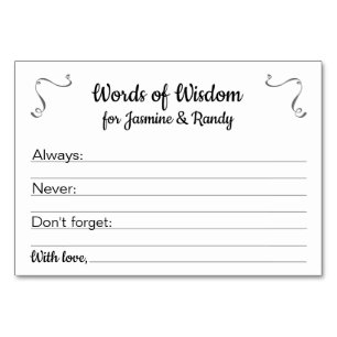 Words of Wisdom Marriage Advice Cards Personalised