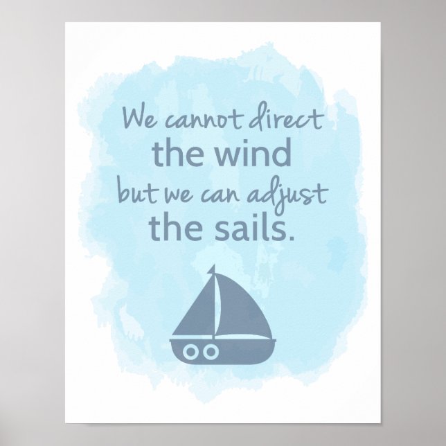 Words of Wisdom Nautical Sail boat Quote Poster (Front)