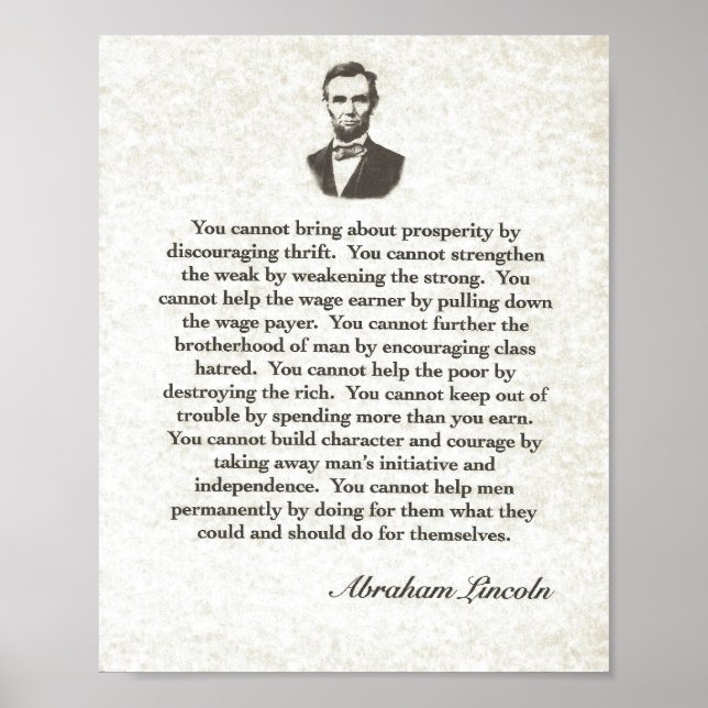 Words of Wisdom on Parchment=Abraham Lincoln Poster (Front)