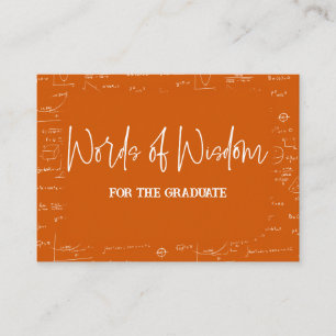 Words of Wisdom Orange Math Graduation Advice Enclosure Card