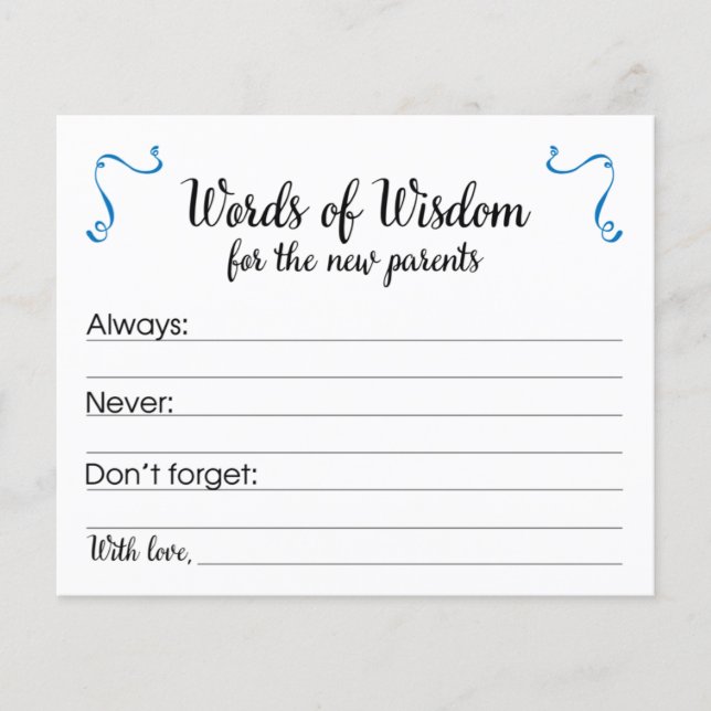 Words of Wisdom Parenting Advice Baby Shower (Front)
