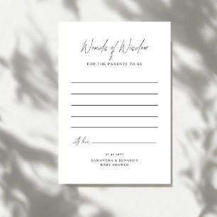 Words of Wisdom Parents To Be Script Baby Shower Advice Card