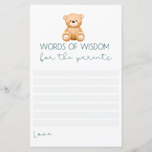 Words of wisdom   Teddy Bear Baby Boy Shower Games