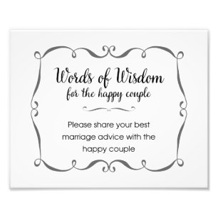 Words of Wisdom Wedding Sign Photo Print