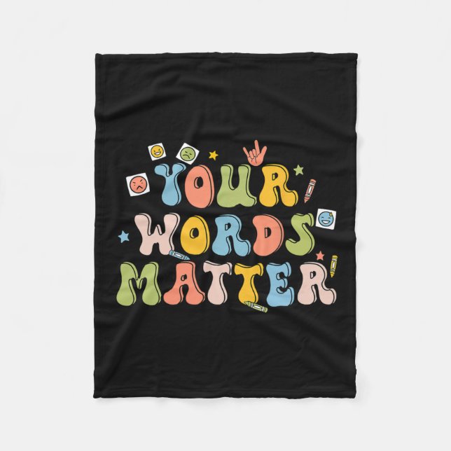 Words Problem Retro Pathologist Mental Health Awar Fleece Blanket (Front)
