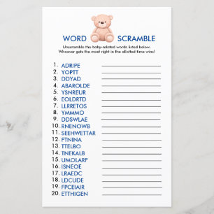 Words Scramble   Teddy Bear Baby Boy Shower Games