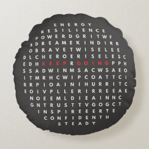 Words That Keep Me Going – Word Quest Circle Round Cushion