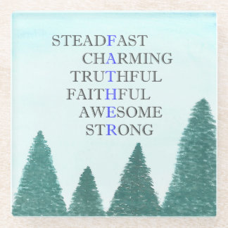 Words to describe father glass coaster