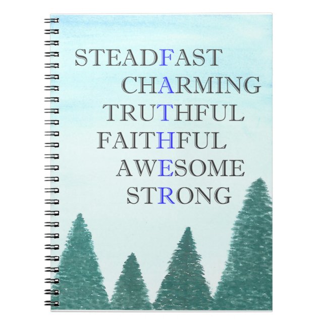 Words to describe father notebook (Front)