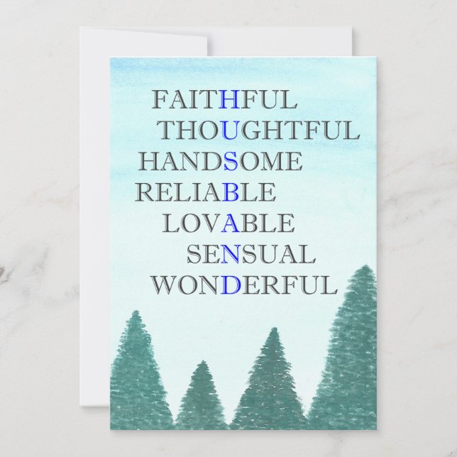 Words to describe husband card (Front)
