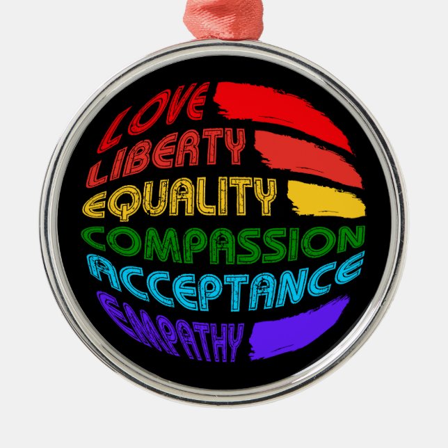 Words To Live By Round Metal Tree Decoration (Front)