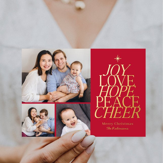Words Tree Foil Holiday Card Editable Colour (Creator Uploaded)