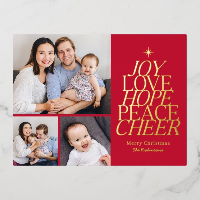 Words Tree Foil Holiday Postcard EDITABLE COLOR (Front)