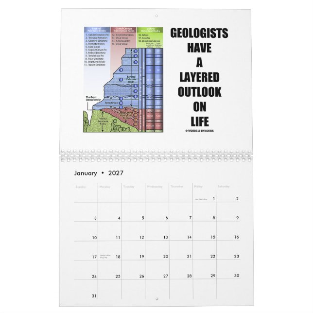 Words & Unwords Geology Humour Sayings 2014 Calndr Calendar (Jan 2027)