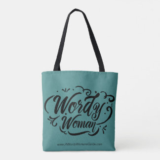 Wordy Woman Tote (teal) Bag