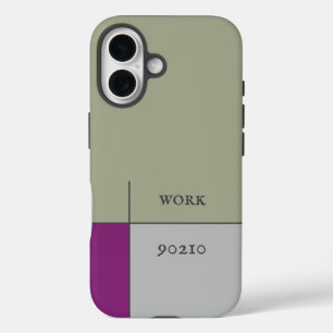 work 90210, beige grey abstract modern art iPhone 16 case