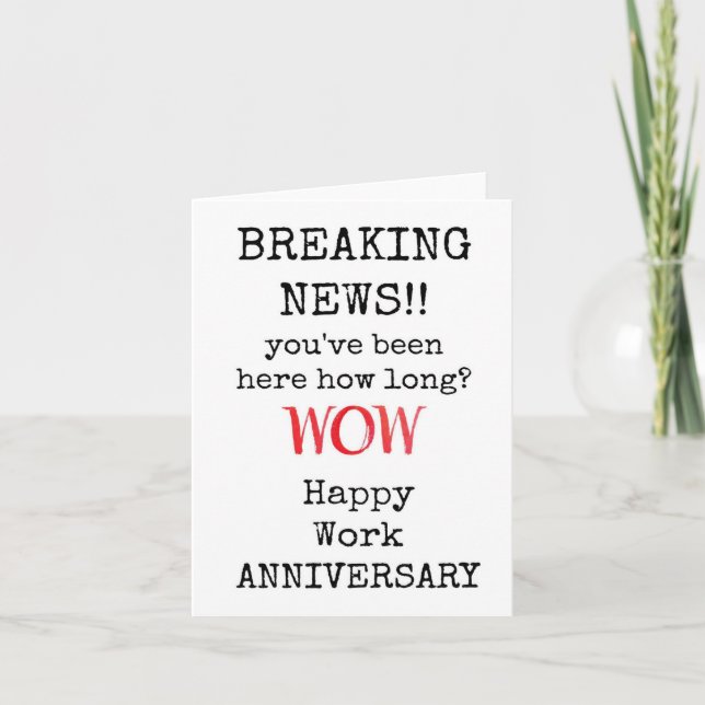 Work Anniversary Card, Funny, Coworker, Boss, Team Thank You Card (Front)