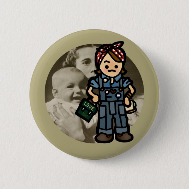 work badge. 6 cm round badge (Front)