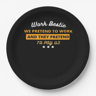 Work Bestie Funny Coworker Quote Classic Paper Plate