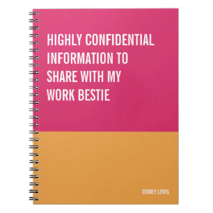 Work Bestie Office Humour Funny Snarky Gag Gift Notebook