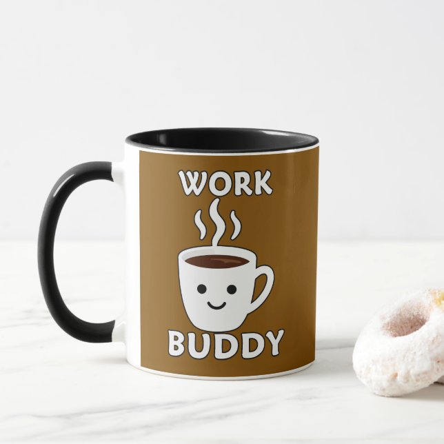 Work Buddy Coffee Cute Design – Office Humor Shirt Mug (With Donut)