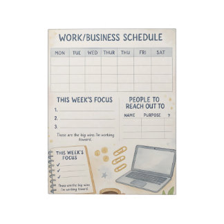 Work & Business Weekly Schedule Notepad