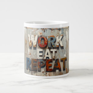 Work eat repeat large coffee mug