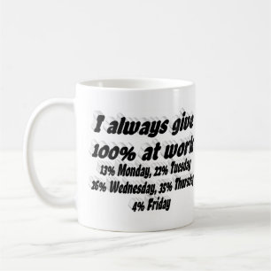 Work Effort Funny Quote Black Typography  Coffee Mug