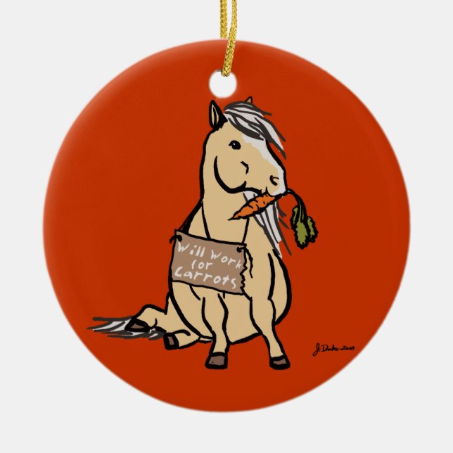 Work For Carrots Ceramic Tree Decoration (Front)