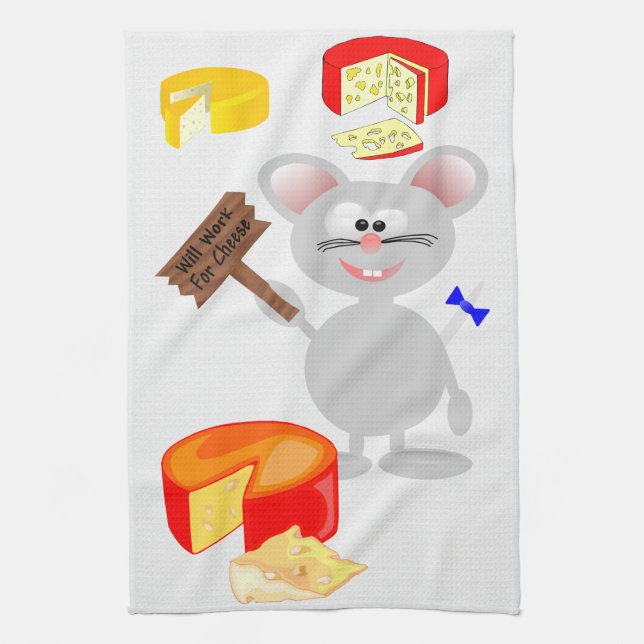 Work For Cheese Tea Towel (Vertical)