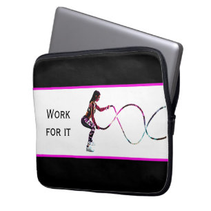 Work For It - Battle Ropes Fitness Black and White Laptop Sleeve