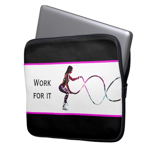 Work For It - Battle Ropes Fitness Black and White Laptop Sleeve (Front Left)