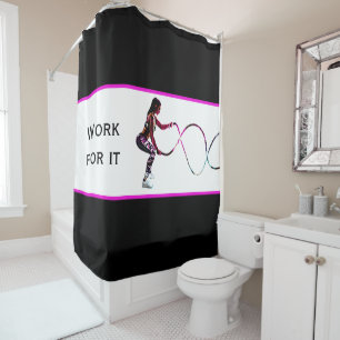 Work For It - Battle Ropes Fitness Black and White Shower Curtain