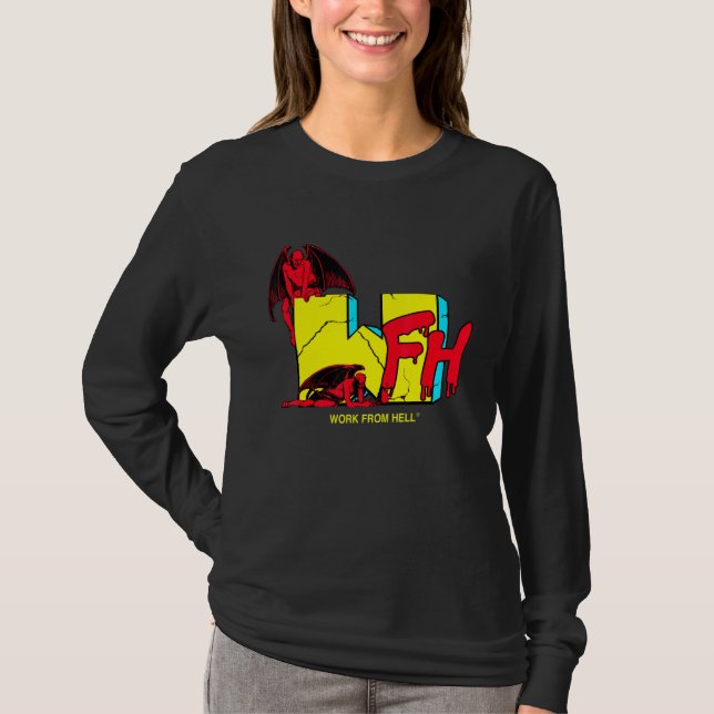 Work From Hell Demons Flower Grunge Goth Emo Work  T-Shirt (Front)