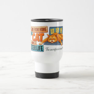 Work From Home Cat Lover - Funny Orange Tabby Travel Mug