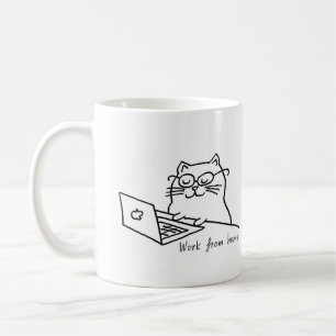 Work from home cat mug
