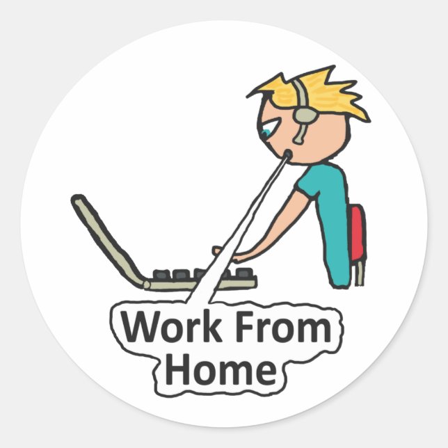 Work From Home Classic Round Sticker (Front)