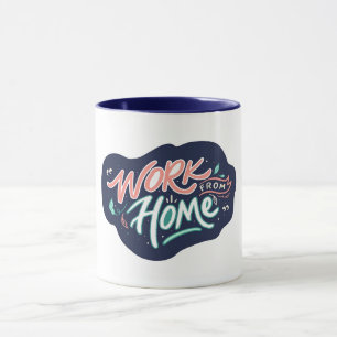 Work from home dark blue mug