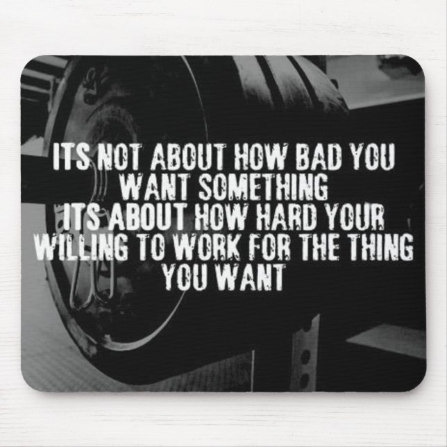 WORK HARD - Bodybuilding Workout Motivational Mouse Mat (Front)