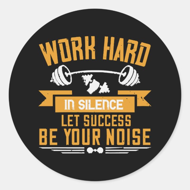 Work hard classic round sticker (Front)