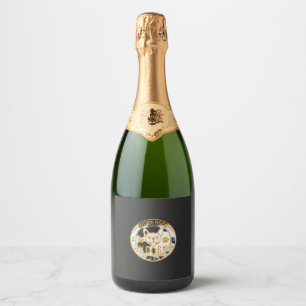 Work Hard Dog Live Better Life French Bulldog Paws Sparkling Wine Label