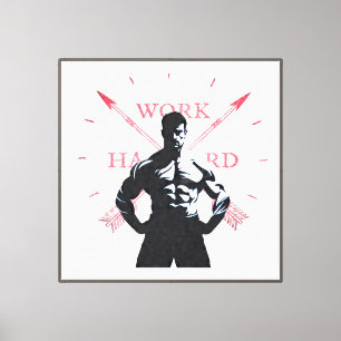 Work Hard Fitness Motivation Gym Graphic  Canvas Print