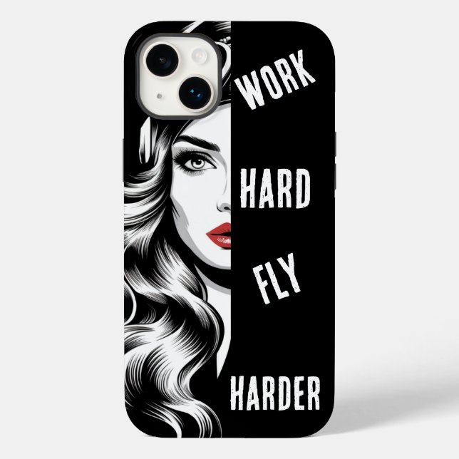 WORK hard, Fly Harder, Pilot,Comic Case-Mate iPhone Case (Back)