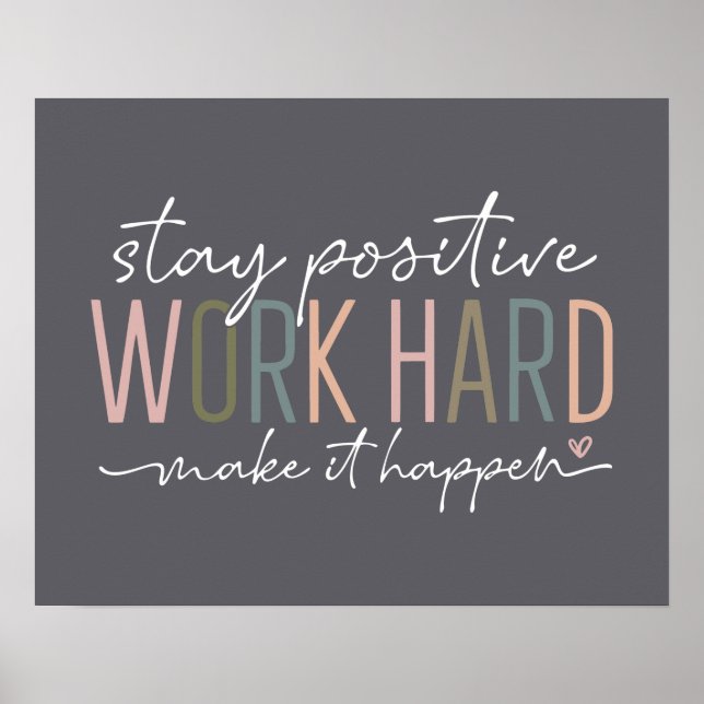 Work Hard Make It Happen Motivational Office Poster (Front)