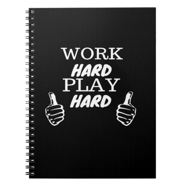 Work Hard Play Hard Black Background Fitted V-Neck Notebook (Front)