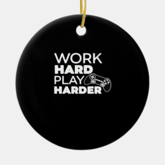 Work Hard Play Hard Classic Essential Ceramic Tree Decoration