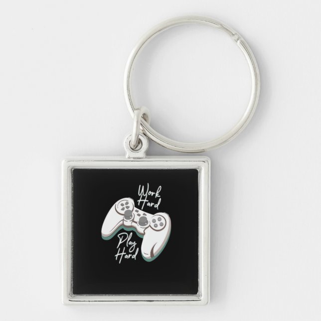 Work Hard Play Hard Essential Funny Key Ring (Front)
