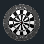 "WORK HARD PLAY HARD" Grayscale Black Dartboard<br><div class="desc">Work hard then play hard with this dartboard. Great for your home office or office building. This design features a monotone grayscale colour scheme with black, grey, and white sections of the dartboard, with a dark grey rim and white text that says "WORK HARD PLAY HARD" (can be customised with...</div>