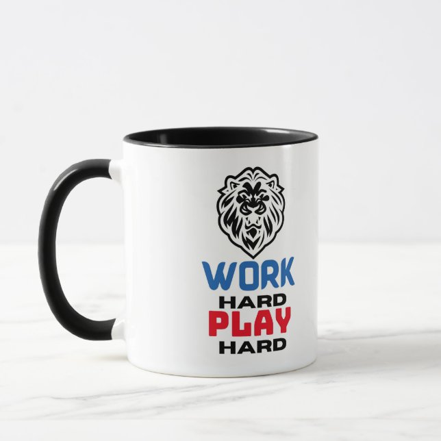 WORK HARD PLAY HARD , LION MUG (Left)