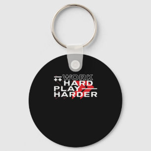 Work Hard Play Hard Motivational Gaming Hustling C Key Ring